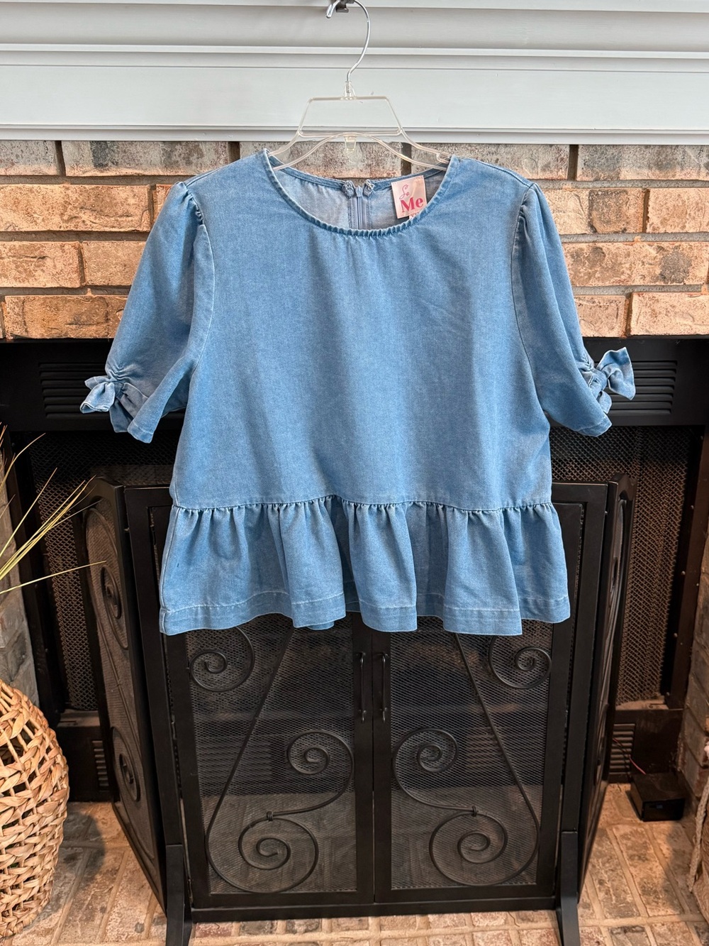 Sew Me blow sleeve denim peplum top, light blue, XLarge, NWOT
